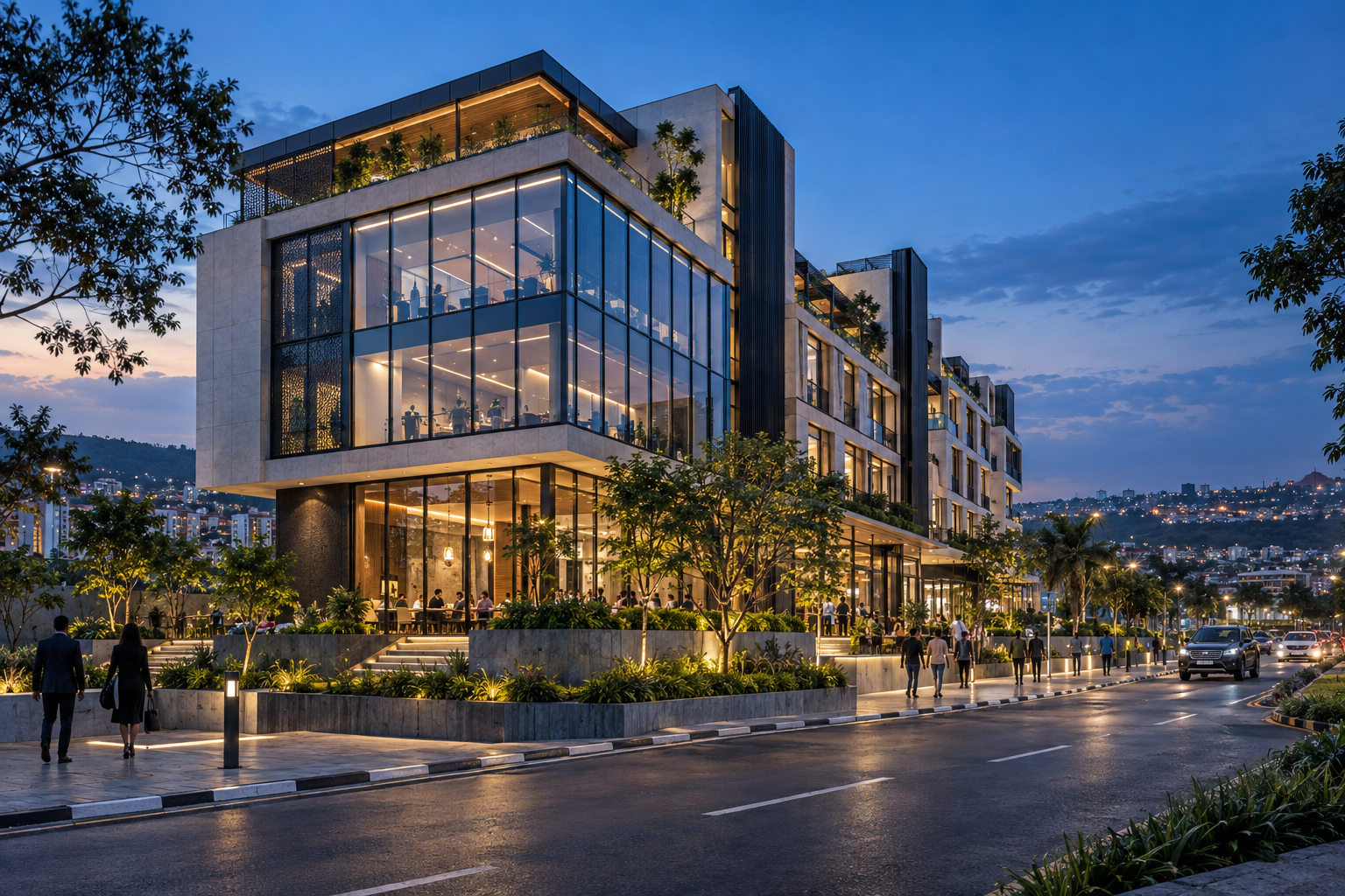 Completed contemporary mixed-use landmark in Kigali